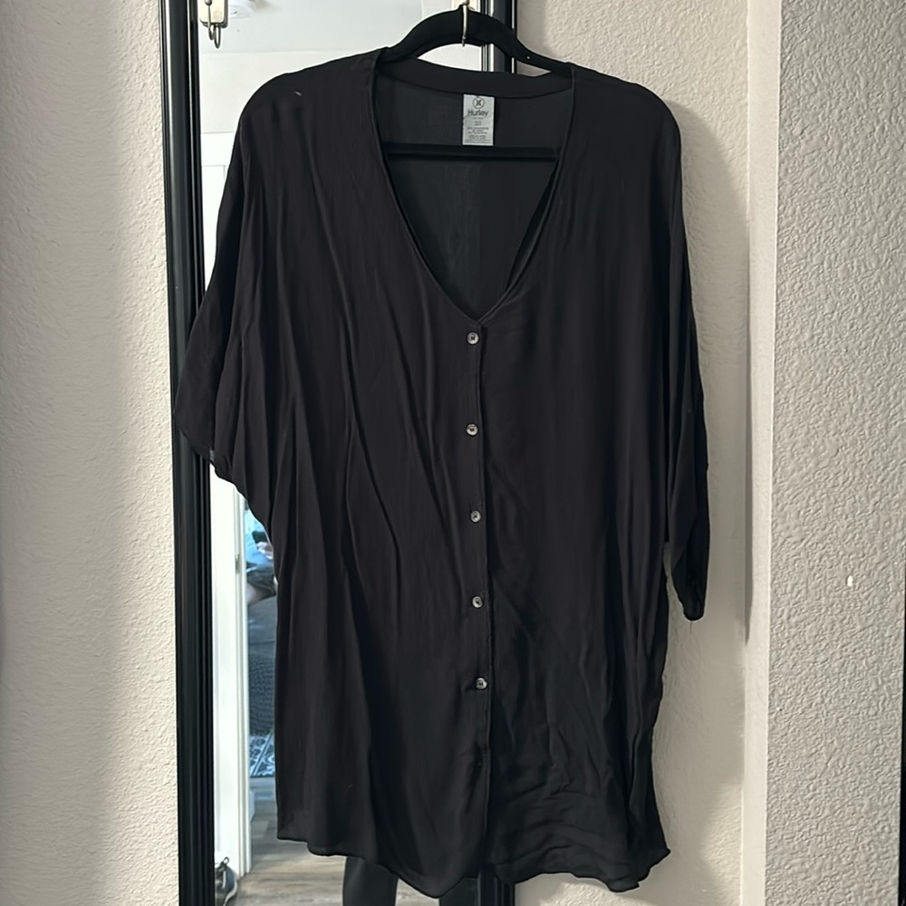 Hurley gauzy button down cover up